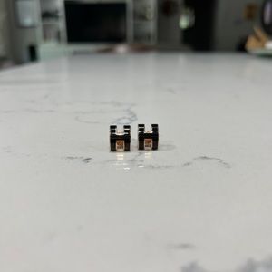 Hermes Black and Gold Earrings